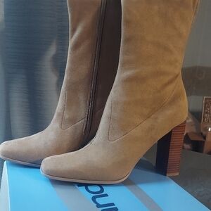 Candie's Tan Heeled Suede Boots Size 8.5